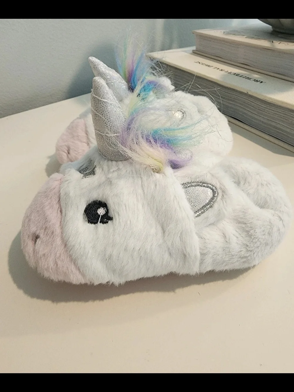 wonder nation White & Pink Unicorn Plush Kids Slippers
